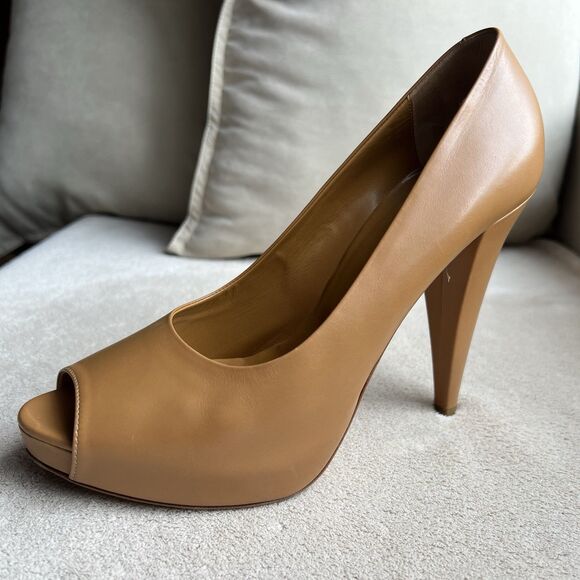 Bally Brown Leather Platform High Heel Pump Leather Women EU 38 US 7.5 Stiletto - Picture 1 of 16